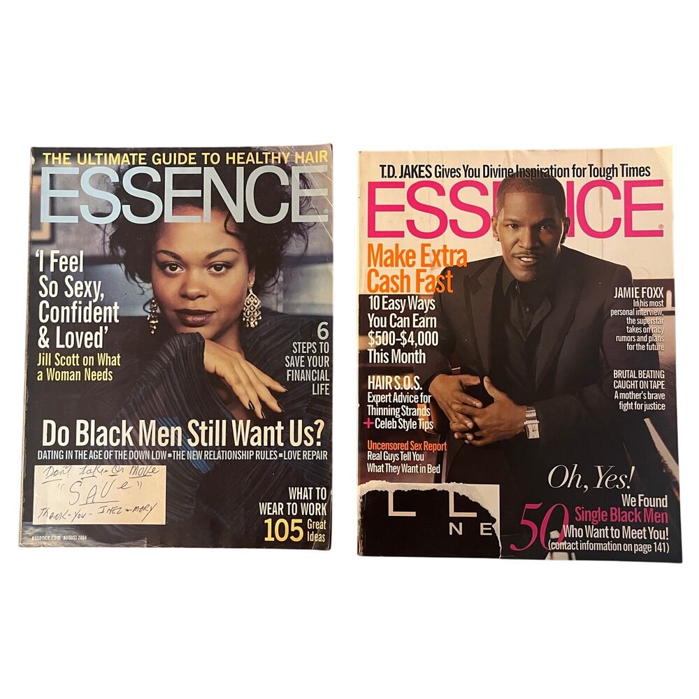 ESSENCE Magazine Lot of 2 Jill Scott Aug 2004 Jamie Foxx Aug 2006 Celebrity